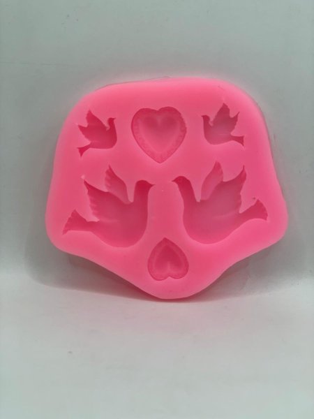 قالب سيلكون شكل عصفور وقلب حب